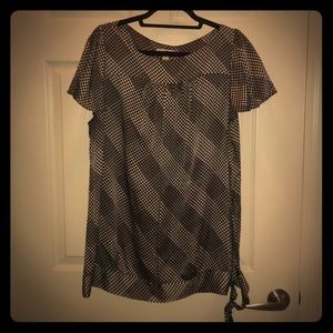 Banana Republic silk grey/black/taupe blouse, tall